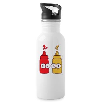 Wir gehen zusammen wie Ketschup und Senf Essen Geschenk - Trinkflasche mit integriertem Trinkhalm - Weiß - Rechts