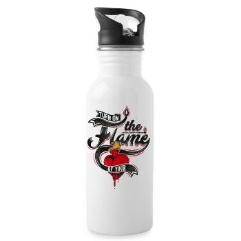 COEUR DE FLAMME - Romantique cadeau chaud - Gourde avec paille intégrée - blanc - Droite