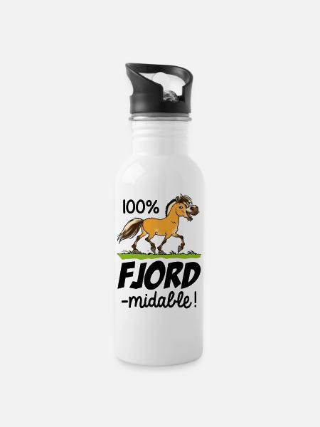 Cheval Fjord Fjord'midable (texte noir) - Gourde avec paille intégrée - blanc