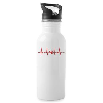 Heartbeat heart ekg evolution human horn hornhorn - Water bottle with straw - white - Right