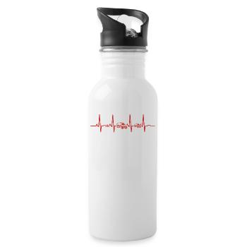 Heartbeat heart ekg evolution human ambulance a - Water bottle with straw - white - Right