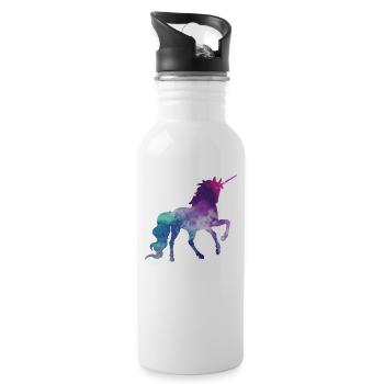 Unicorn Silhouette Universe Stars Infinite - Water bottle with straw - white - Right