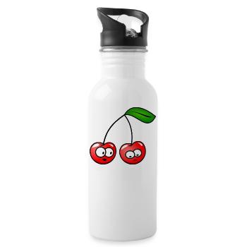 les cerises - Gourde avec paille intégrée - blanc - Droite