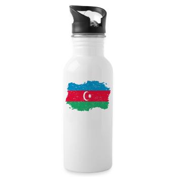Roots roots flag homeland country Azerbaijan png - Water bottle with straw - white - Right