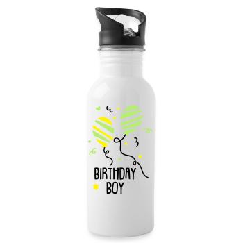 Geburtstagsshirt JUNGS - Trinkflasche mit integriertem Trinkhalm - Weiß - Rechts
