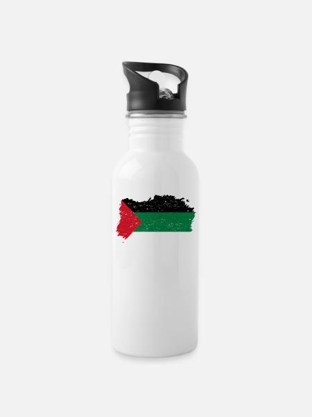 Roots roots flag homeland country palestine palaest - Water bottle with straw - white