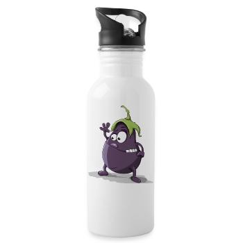 légumes aubergine drôle avec le visage Geschenkiddee - Gourde avec paille intégrée - blanc - Droite
