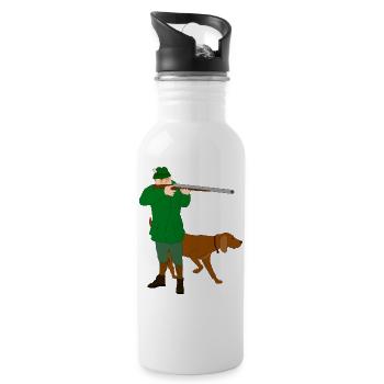 Hunter with dog - Water bottle with straw - white - Right