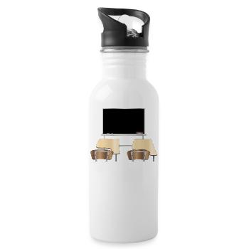 Klassenraum Schule Stuhl Tisch Stühle - Trinkflasche mit integriertem Trinkhalm - Weiß - Rechts