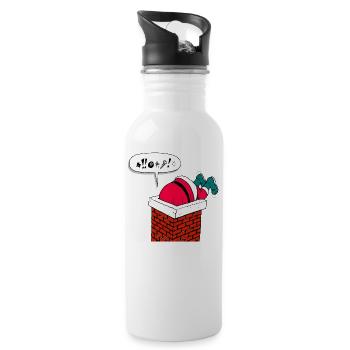 Weihnachtsmann im Schornstein lustig Weihnachten - Trinkflasche mit integriertem Trinkhalm - Weiß - Rechts