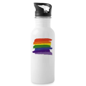 Brosses à peinture arc-en-ciel - Gourde avec paille intégrée - blanc - Droite