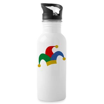 Fasching Clown Mütze - Trinkflasche mit integriertem Trinkhalm - Weiß - Rechts