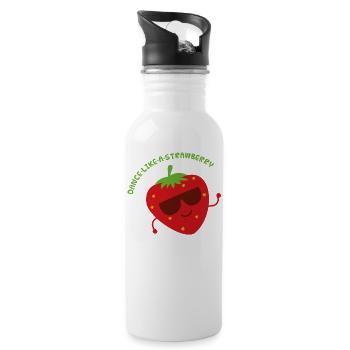Dancing strawberry - Water bottle with straw - white - Right