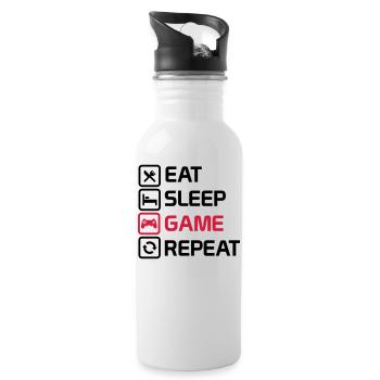 eat sleep game repeat - Water bottle with straw - white - Right