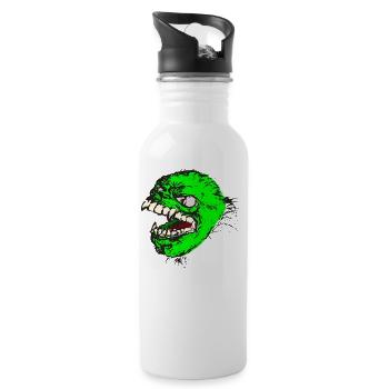 Green monster has sharp teeth - Water bottle with straw - white - Right
