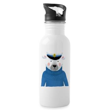 Seebär - Trinkflasche mit integriertem Trinkhalm - Weiß - Rechts