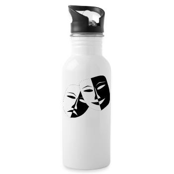 Theater Masken - Trinkflasche mit integriertem Trinkhalm - Weiß - Rechts