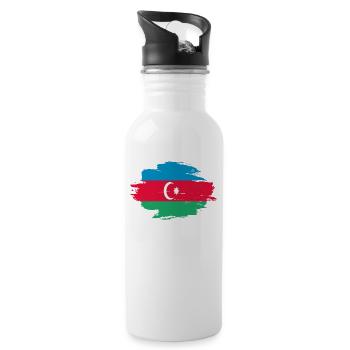 drapeau indigène, l'origine de l'amour Azerbaïdjan .png - Gourde avec paille intégrée - blanc - Droite