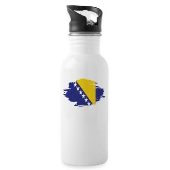 habitat flag love origin Bosnia Herzegovina p - Water bottle with straw - white - Right