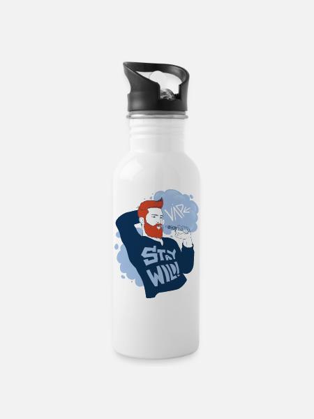 Vaperguy mit wildem Lifestyle - Trinkflasche mit integriertem Trinkhalm - Weiß
