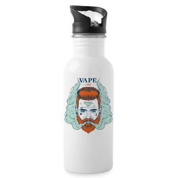 Vaper rauchender bärtiger Hipster - Trinkflasche mit integriertem Trinkhalm - Weiß - Rechts