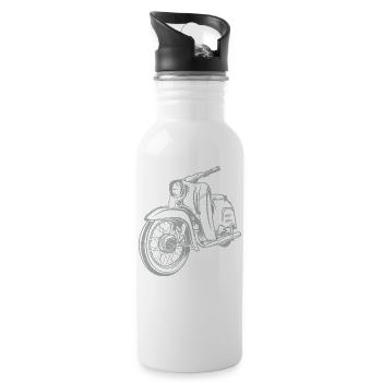 Simson Schwalbe KR51 Vintage Lineart Silhouette - Trinkflasche mit integriertem Trinkhalm - Weiß - Rechts