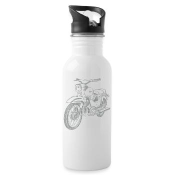 Simson Star Vintage Lineart Silhouette - Water bottle with straw - white - Right