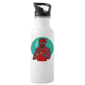Swagman in sporty style with tattoos u. Gold Watch - Water bottle with straw - white - Right