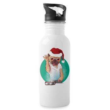 Boiling dog with glasses and santa hat - Water bottle with straw - white - Right