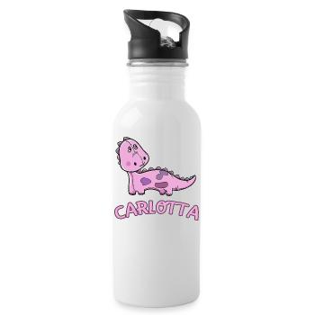 Dinosaur funny child Carlotta gift birth - Water bottle with straw - white - Right