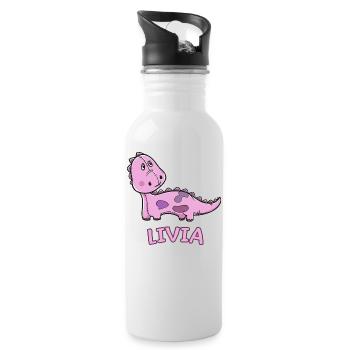 enfant drôle de dinosaure d'anniversaire cadeau Livia - Gourde avec paille intégrée - blanc - Droite