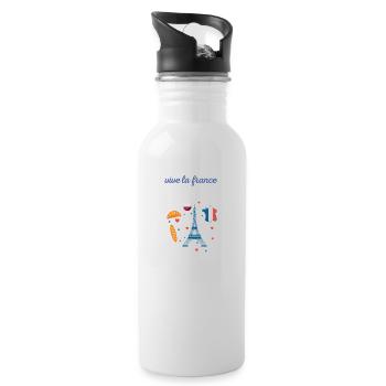 vive la france, long live France, gift idea - Water bottle with straw - white - Right