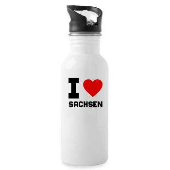 I Love Sachsen Geschenk Stadt Heimat Idee - Trinkflasche mit integriertem Trinkhalm - Weiß - Rechts