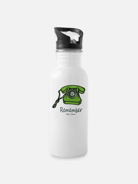RememberTelefon - Trinkflasche mit integriertem Trinkhalm - Weiß