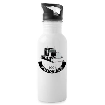 Camionneur, maille de 100%, une chemise de maille - Gourde avec paille intégrée - blanc - Droite