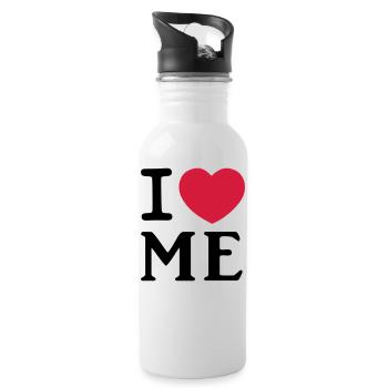 Je me aime Logo coeur - Gourde avec paille intégrée - blanc - Droite