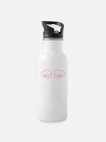 Girl Power femme forte - Gourde avec paille intégrée - blanc