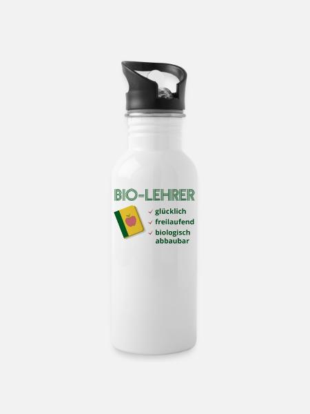 Biolehrer T-Shirt Lehrer Bio Lehrer - Trinkflasche mit integriertem Trinkhalm - Weiß