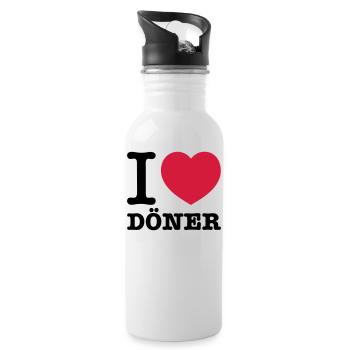I LOVE DÖNER - Trinkflasche mit integriertem Trinkhalm - Weiß - Rechts