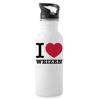 i love weizen - Trinkflasche mit integriertem Trinkhalm - Weiß - Rechts