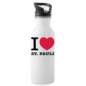 I love St. Pauli - Trinkflasche mit integriertem Trinkhalm - Weiß - Rechts