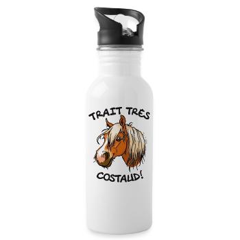 Cheval de trait comtois (texte noir) - Gourde avec paille intégrée - blanc - Droite