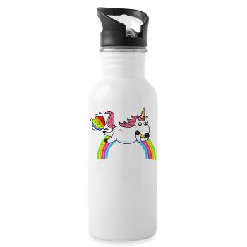 Pétard Licorne Rainbow1 - Gourde avec paille intégrée - blanc - Droite
