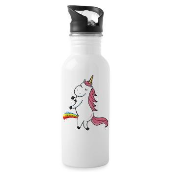 Peeing unicorn rainbow - Water bottle with straw - white - Right