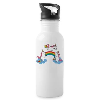 Peeing Puking farting unicorn - Water bottle with straw - white - Right