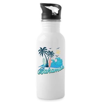 Bahamas Urlaub Sonne Strand - Trinkflasche mit integriertem Trinkhalm - Weiß - Rechts