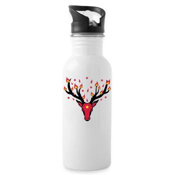 Hirsch Rudolph Lichter-Geweih Magic Deer Fire - Trinkflasche mit integriertem Trinkhalm - Weiß - Rechts