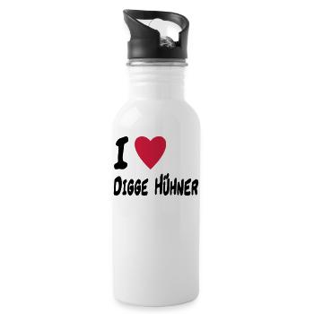 i love digge huehner - Trinkflasche mit integriertem Trinkhalm - Weiß - Rechts