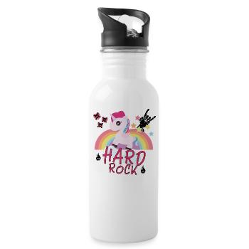 Hard Rock Unicorn Rainbow Festival Gift - Water bottle with straw - white - Right