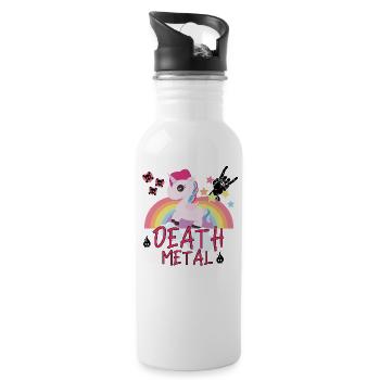 Death Metal Einhorn Regenbogen Pferd Rock Geschenk - Trinkflasche mit integriertem Trinkhalm - Weiß - Rechts